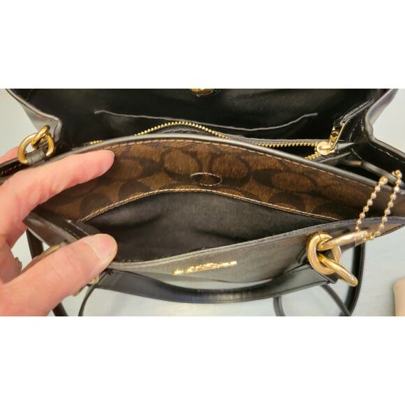 COACH Monogram Signature Brown and Black Bag Purse Satchel L1822-F39747 Women - Picture 7 of 16